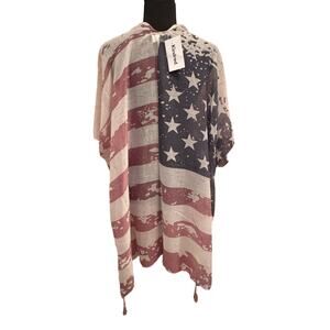 Kindred - American flag mesh Kimono patriotic size 1X new with tags